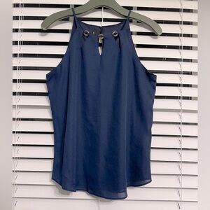 Elegant Navy Blue Sleeveless Top Size medium